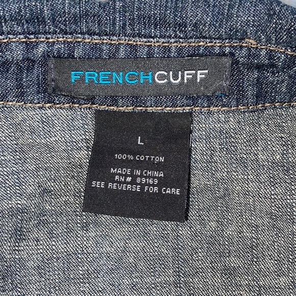 French Cuff Large Dark Blue Jean Jacket - Picture 2 of 9